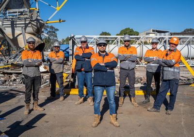 Battery recycling plant demolition site team